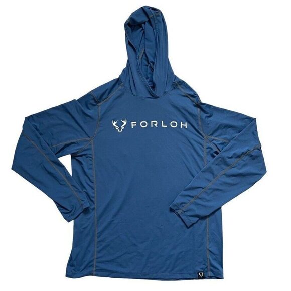 Forloh Men's SolAir Hooded Long Sleeve Blue Hunting Baselayer Shirt Sz L - Picture 5 of 9